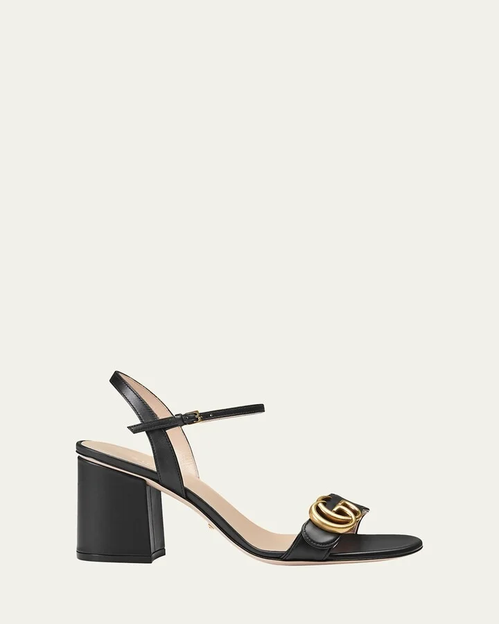 Marmont Leather GG Block-Heel Sandals