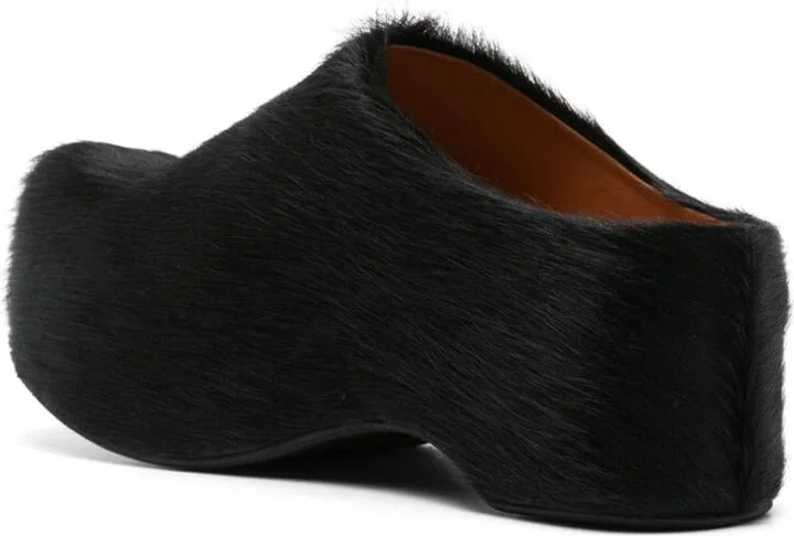 Marni 50Mm Long-Hair Calfskin Chunky Sabot - Image 3