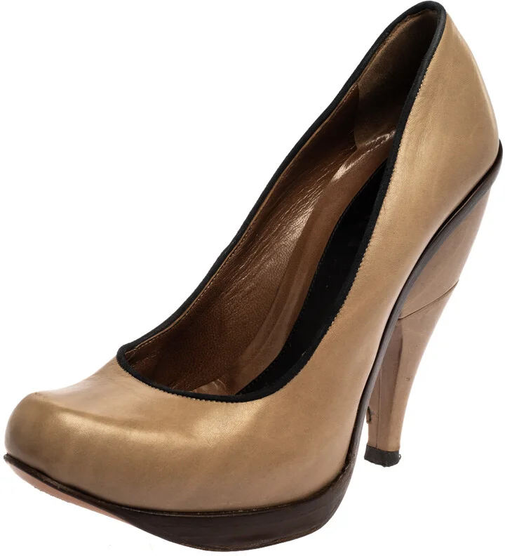 Marni Beige Leather Platform Pumps Size 37