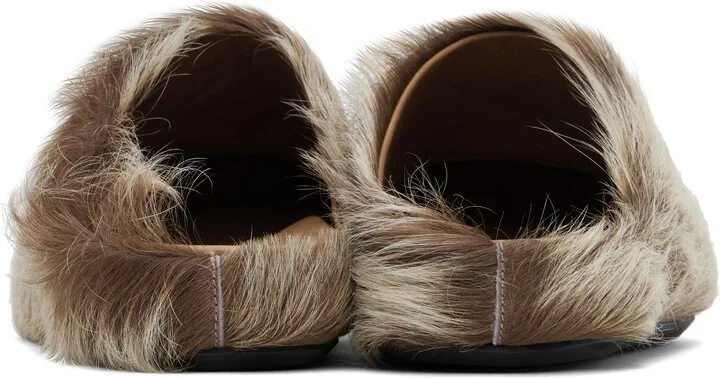 Marni Beige Long Hair Calfskin Fussbett Sabot Loafers - Image 2