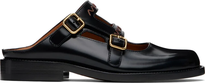 Marni Black Bambi 3.0 Double Buckle Slip-on Loafers