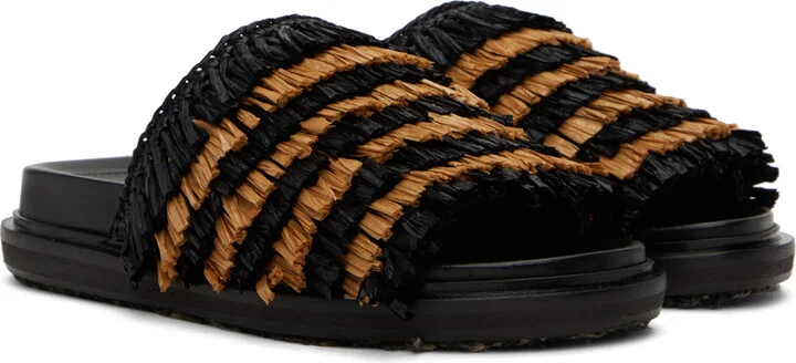 Marni Black & Beige Fringe Sandals - Image 4