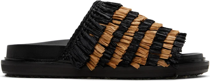Marni Black & Beige Fringe Sandals
