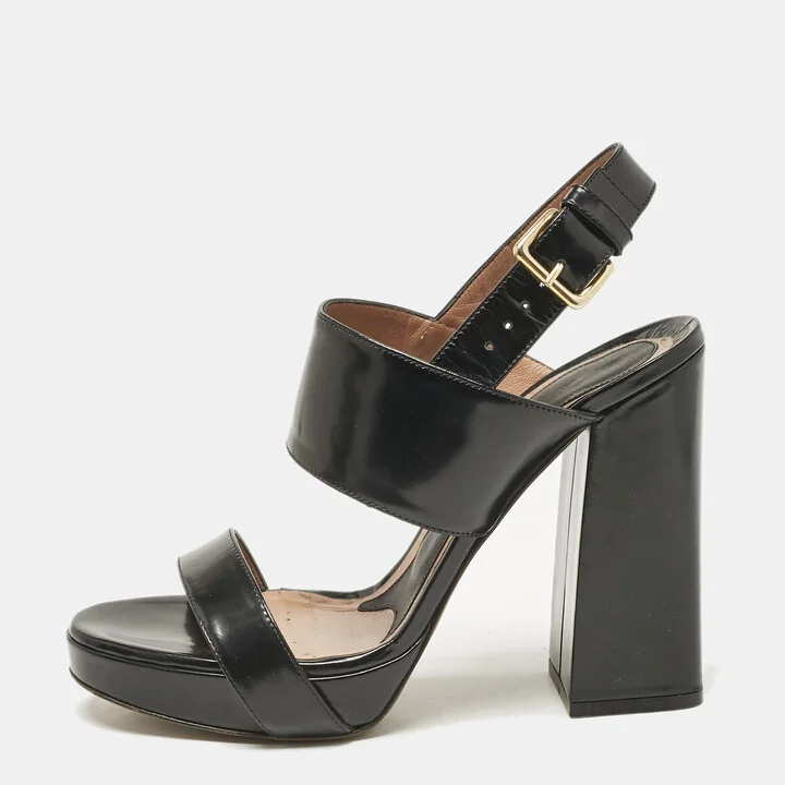Marni Black Brushed Leather Platform Sandals Size 39