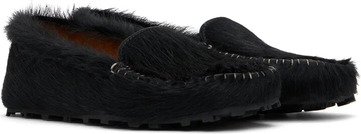 Marni Black Calf-Hair Moc Loafers - Image 4