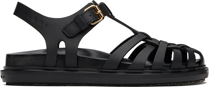 Marni Black Fisherman Fussbett Sandals
