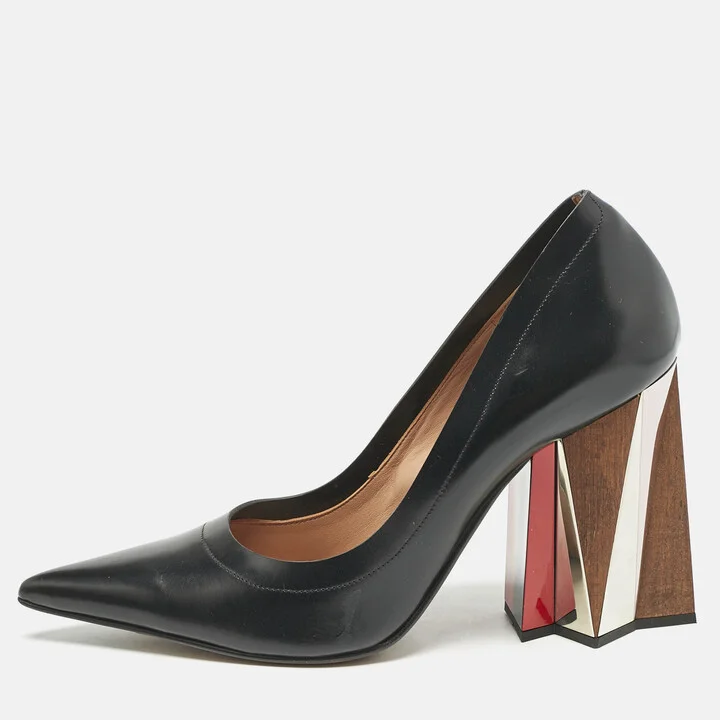 Marni Black Leather Block Heel Pumps Size 41.5