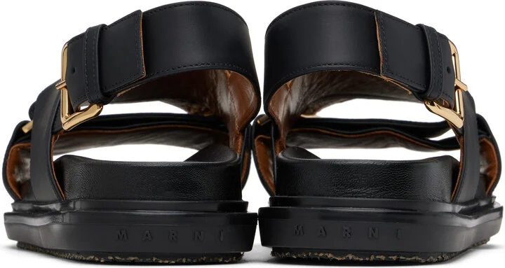 Marni Black Leather Fussbett Sandals - Image 2