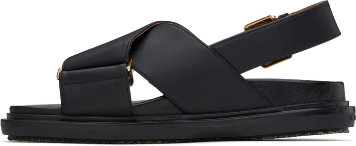 Marni Black Leather Fussbett Sandals - Image 3