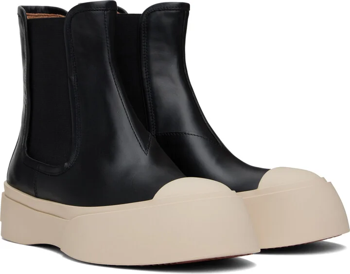 Marni Black Leather Pablo Chelsea Boots - Image 4