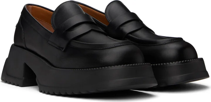 Marni Black Leather Platform Sole Loafers - Image 4