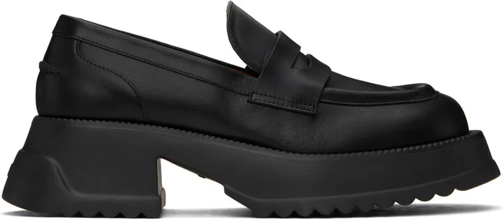 Marni Black Leather Platform Sole Loafers
