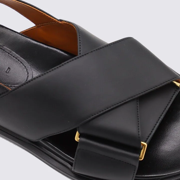 Marni Black Leather Sandals - Image 4