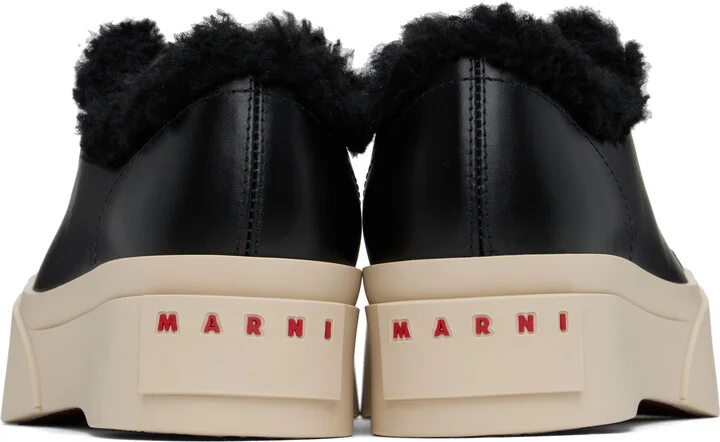 Marni Black Leather & Shearling Pablo Sneakers - Image 2