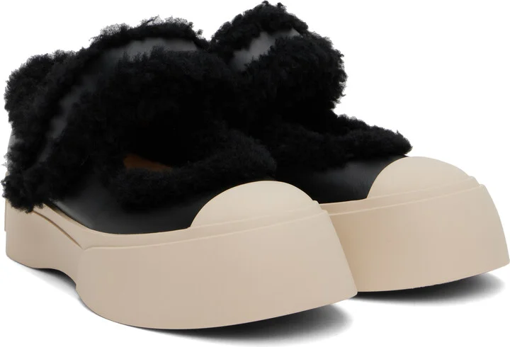 Marni Black Mary Jane Pablo Shearling Ballerina Flats - Image 4