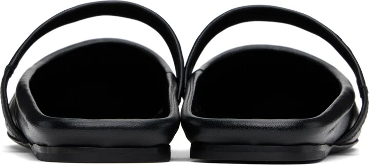 Marni Black Nappa Leather Little Bow Sabot Slippers - Image 2