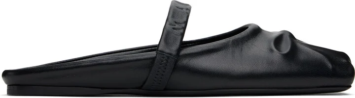 Marni Black Nappa Leather Little Bow Sabot Slippers