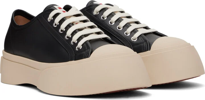 Marni Black Nappa Leather Pablo Lace-Up Sneakers - Image 4