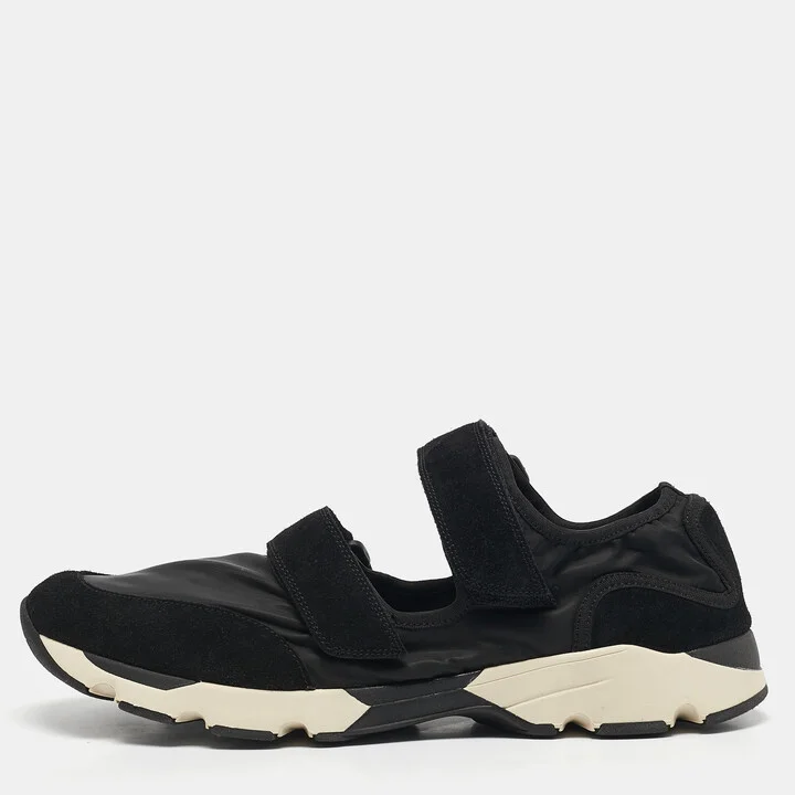Marni Black Nylon and Suede Velcro Strap Sneakers Size 45