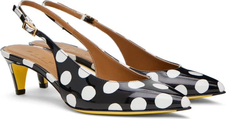 Marni Black & White Polka Dot Heels - Image 4