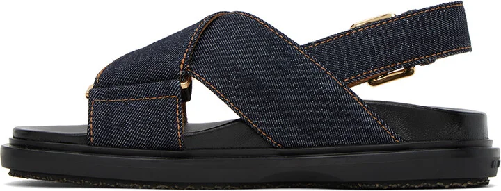 Marni Blue Fussbett Criss-Cross Sandals - Image 3