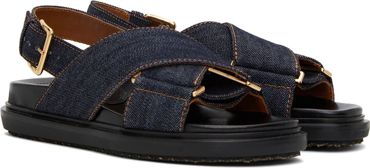 Marni Blue Fussbett Criss-Cross Sandals - Image 4