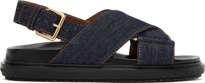 Marni Blue Fussbett Criss-Cross Sandals