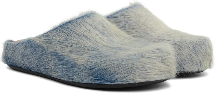 Marni Blue & Gray Fussbett Sabot Slip-on Loafers - Image 4