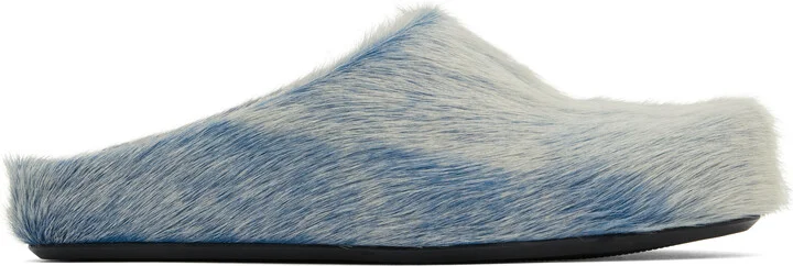 Marni Blue & Gray Fussbett Sabot Slip-on Loafers