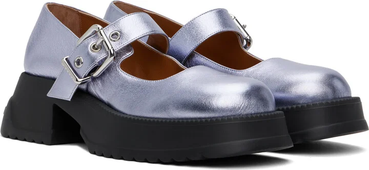 Marni Blue Leather Mary Jane Platform Loafers - Image 4