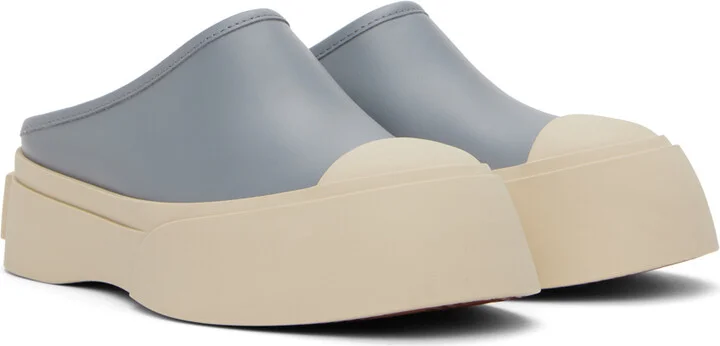 Marni Blue Leather Pablo Sabot Slippers - Image 4