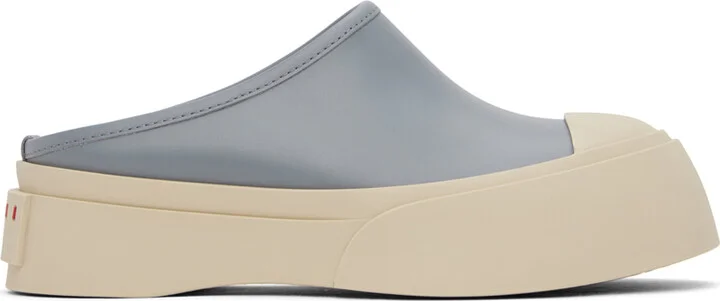 Marni Blue Leather Pablo Sabot Slippers