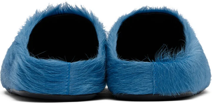 Marni Blue Long Hair Calfskin Fussbett Slip-on Loafers - Image 2