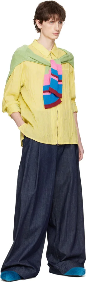 Marni Blue Long Hair Calfskin Fussbett Slip-on Loafers - Image 5