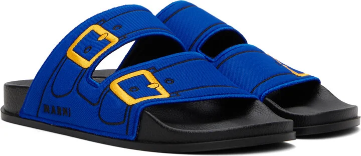 Marni Blue Trompe L'œil Slides - Image 4