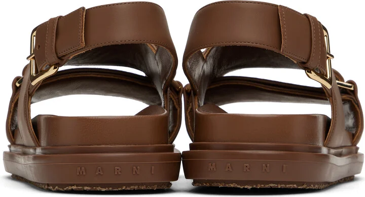 Marni Brown Leather Fussbett Sandals - Image 2