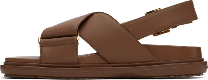 Marni Brown Leather Fussbett Sandals - Image 3