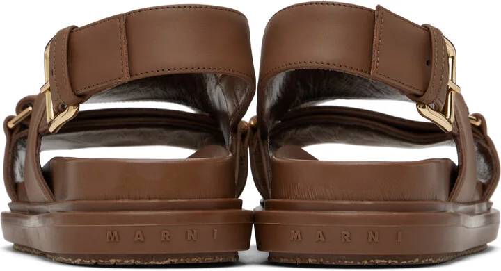 Marni Brown Leather Fussbett Sandals - Image 2