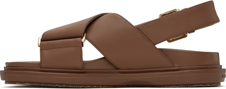 Marni Brown Leather Fussbett Sandals - Image 3