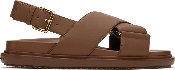 Marni Brown Leather Fussbett Sandals