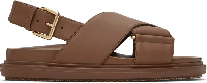 Marni Brown Leather Fussbett Sandals