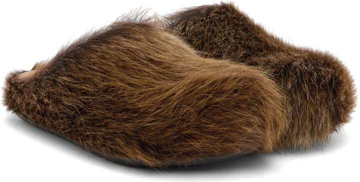Marni Brown Long Hair Calfskin Fussbett Sabot Loafers - Image 4