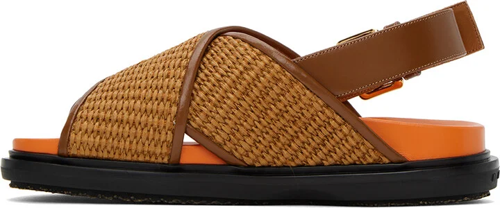 Marni Brown & Orange Fussbett Criss-Cross Sandals - Image 3