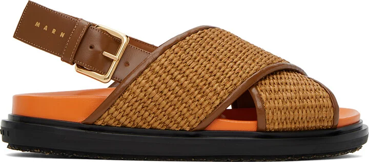 Marni Brown & Orange Fussbett Criss-Cross Sandals