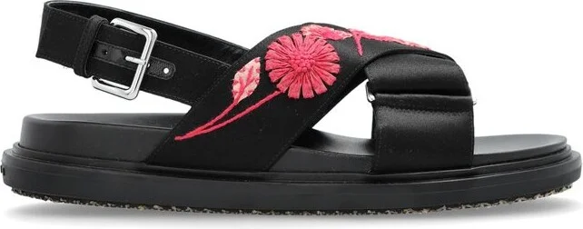 Marni Buckle-Fastened Floral-Embellished Sandals