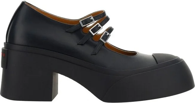 Marni Buckle-Strap Round-Toe Pumps