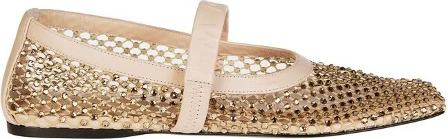 Marni Embellished Mesh Mary Jane Ballet Flats
