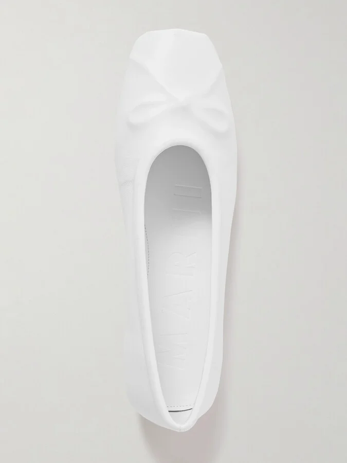 Marni - Embossed Leather Ballet Flats - White - Image 5