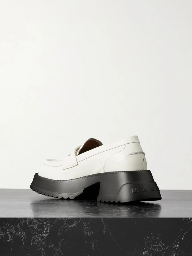 Marni - Exaggerated-sole Leather Loafers - White - Image 3