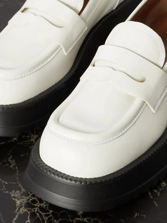 Marni - Exaggerated-sole Leather Loafers - White - Image 4